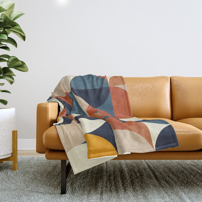 Mid Century Abstract Shapes Fall Winter 1 Throw Blanket