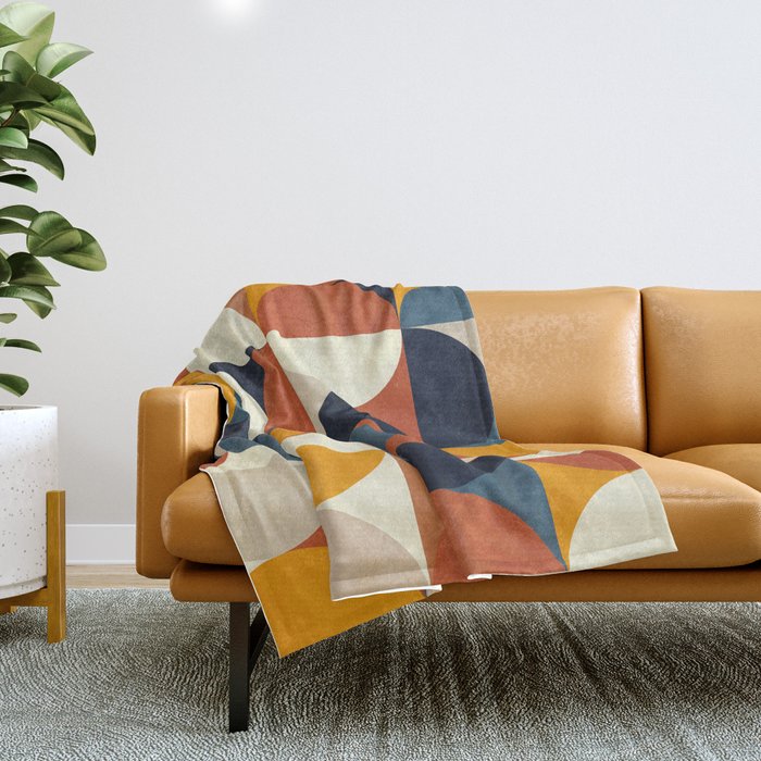 Mid Century Abstract Shapes Fall Winter 3 Throw Blanket