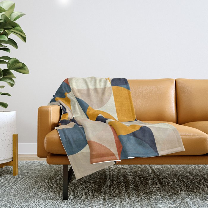 Mid Century Abstract Shapes Fall Winter 1 Throw Blanket