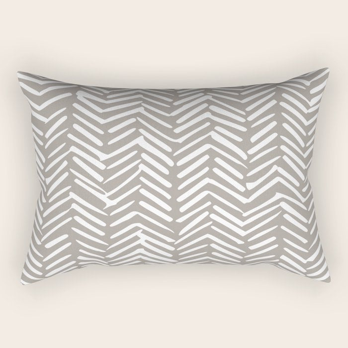 Abstract Herringbone Pattern, Rustic, Light Brown Rectangular Pillow
