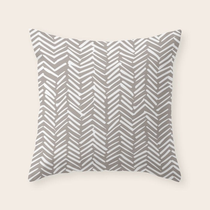 Abstract Herringbone Pattern, Rustic, Light Brown Throw Pillow