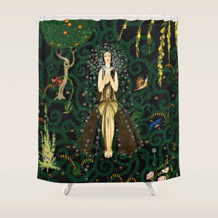 1921 Classical Masterpiece 'Flowers And Flames' By Kay Nielsen Shower Curtain