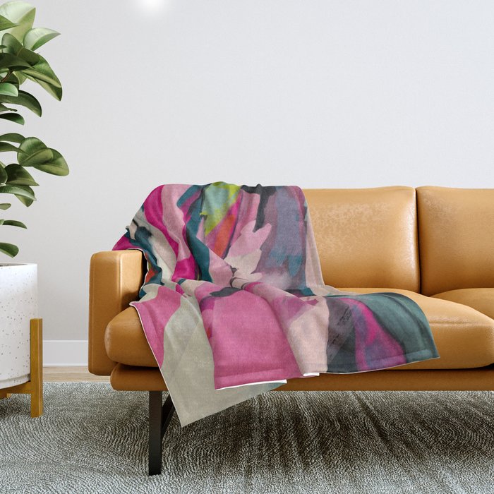 Mountain Landscape In Pink Throw Blanket