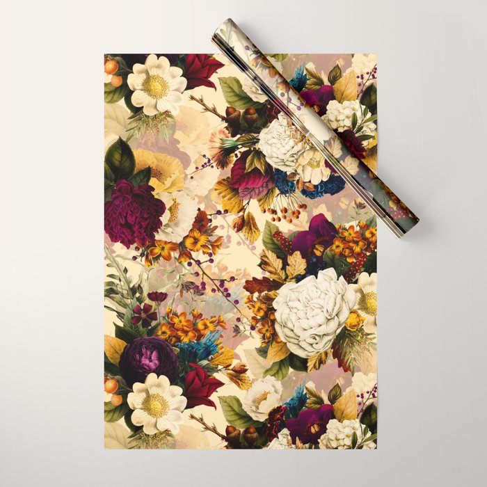 Vintage & Shabby Chic -  Nostalgic Winter Florals Pattern Wrapping Paper