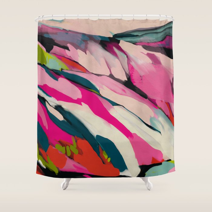 Mountain Landscape In Pink Shower Curtain