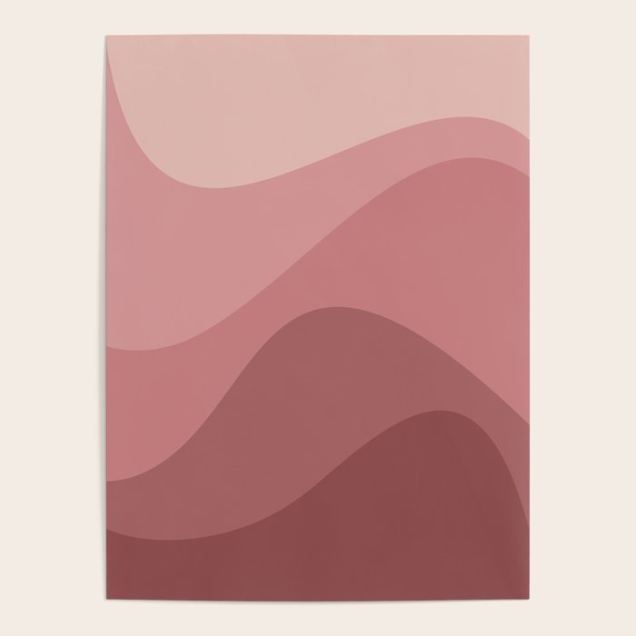Abstract Color Waves - Pink Tones Poster