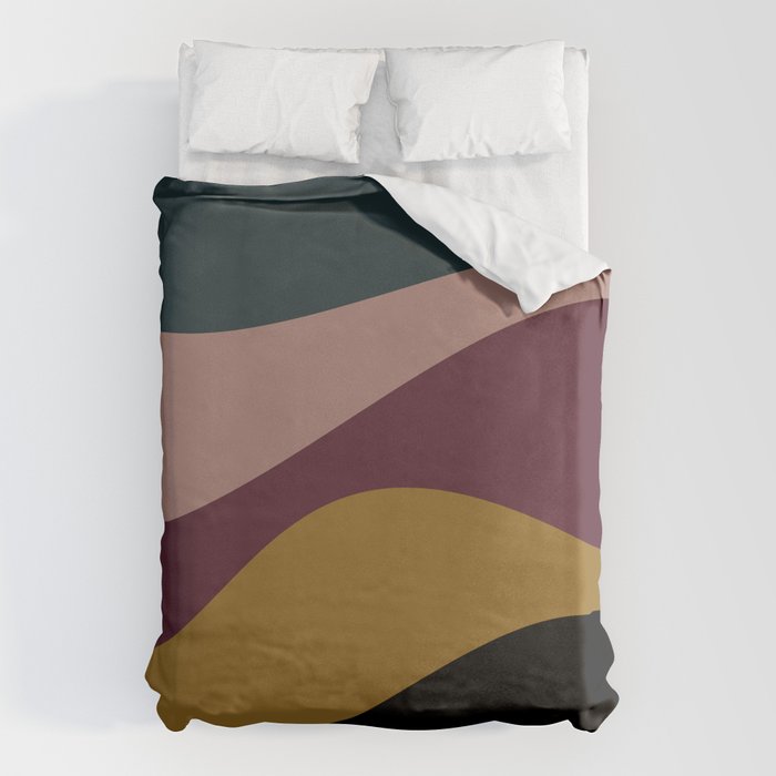 Abstract Color Waves - Bold Retro Duvet Cover