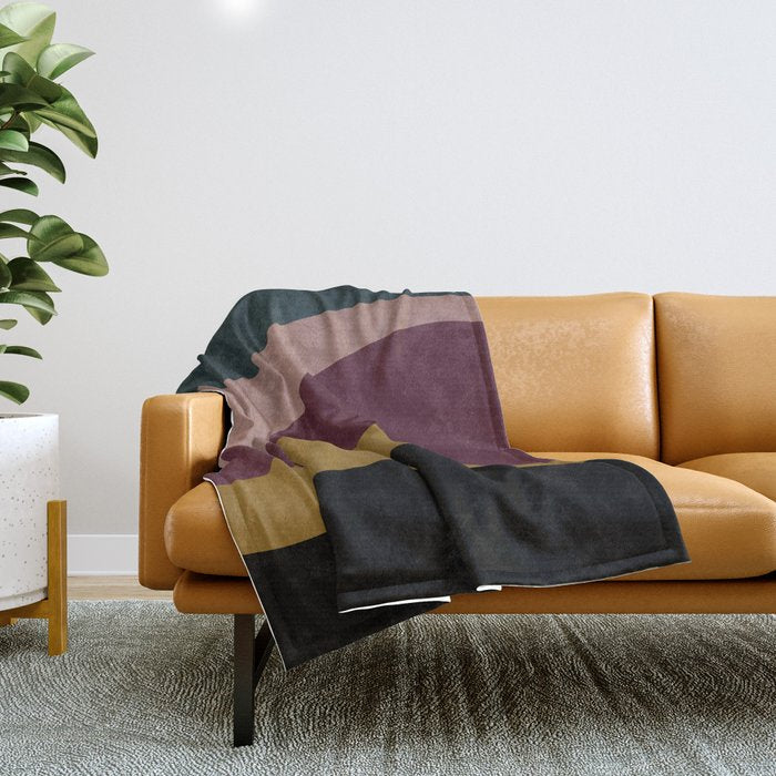 Abstract Color Waves - Bold Retro Throw Blanket