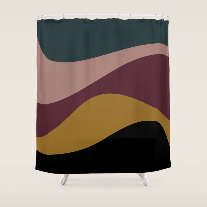 Abstract Color Waves - Bold Retro Shower Curtain