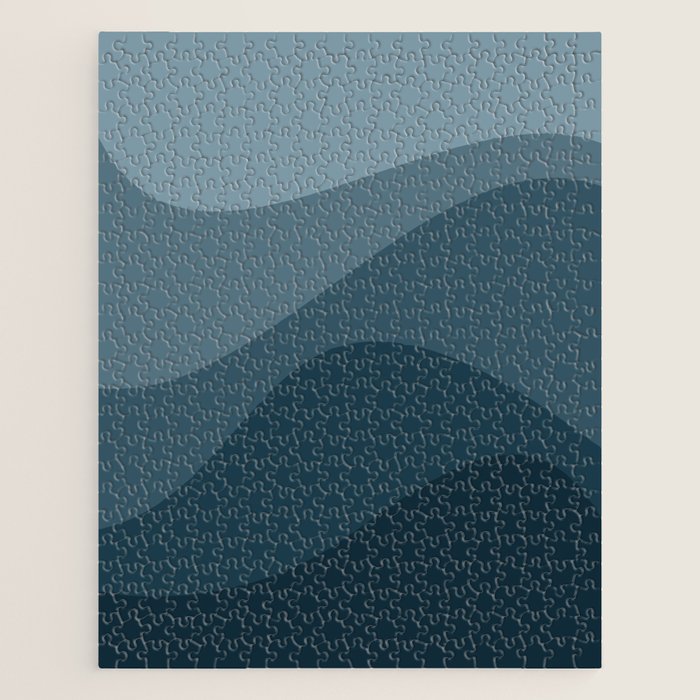 Abstract Color Waves - Blue Tones Jigsaw Puzzle