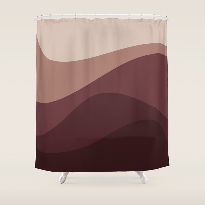 Abstract Color Waves Vi Neutral Red Tones Shower Curtain