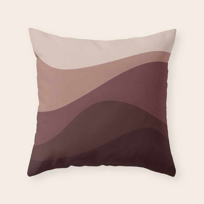 Abstract Color Waves Vi Neutral Red Tones Throw Pillow
