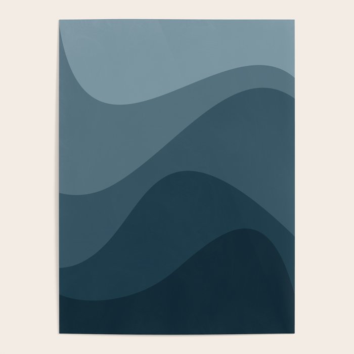 Abstract Color Waves - Blue Tones Poster