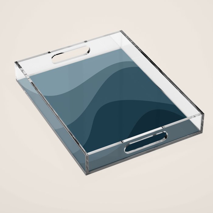 Abstract Color Waves - Blue Tones Acrylic Tray