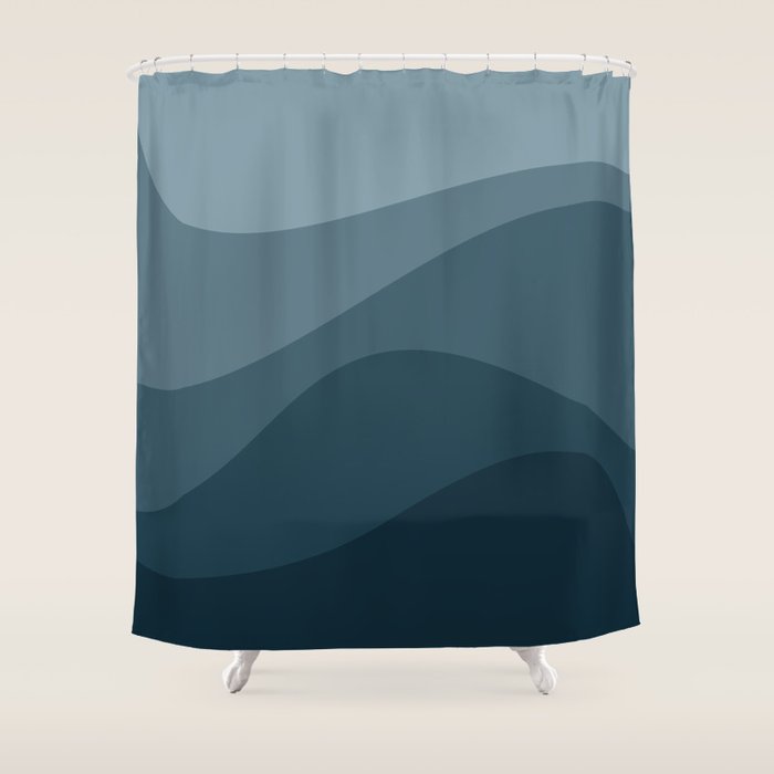 Abstract Color Waves - Blue Tones Shower Curtain