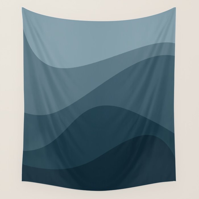 Abstract Color Waves - Blue Tones Wall Tapestry
