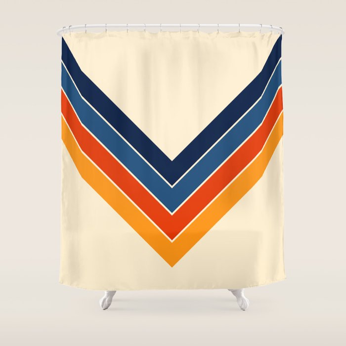 Colorful V Shape Retro Stripes Chilseongsin Shower Curtain