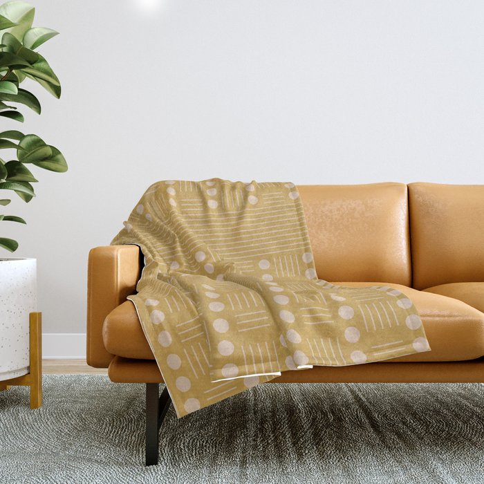 Lines And Circle In Mustard Throw Blanket
