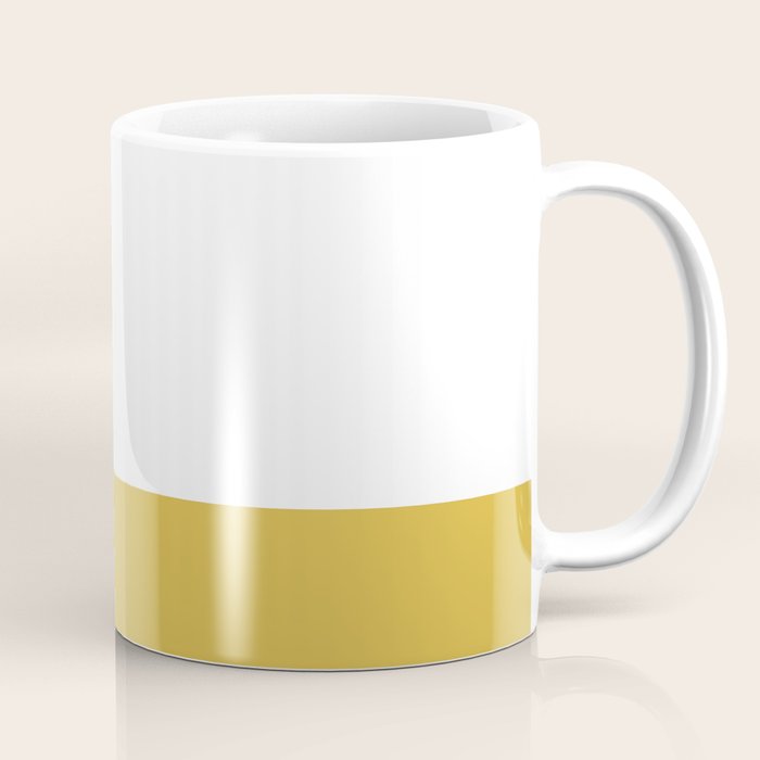 Mustard Yellow And White Solid Color Block Coffee Mug