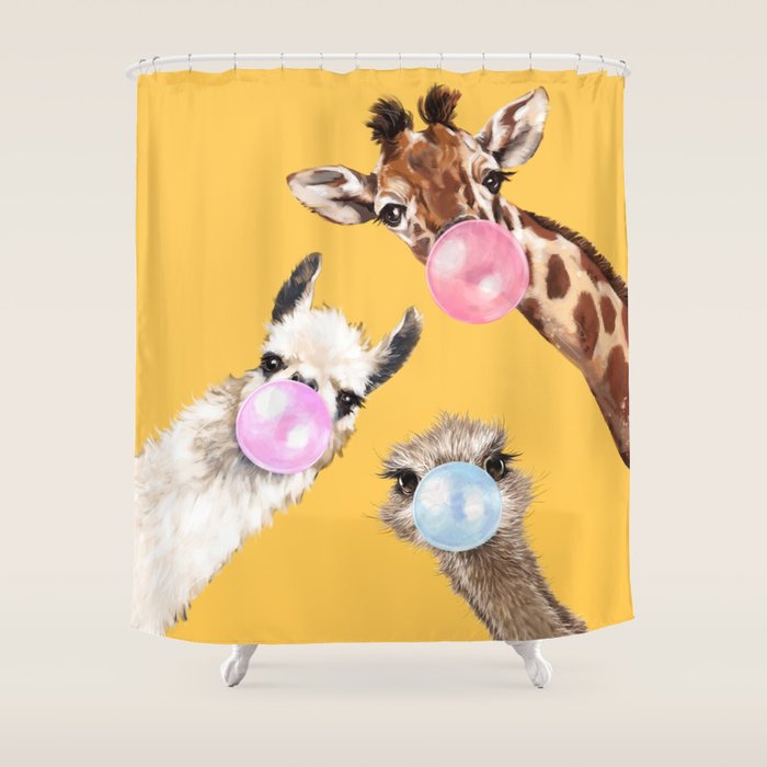 Bubble Gum Gang In Yellow Shower Curtain