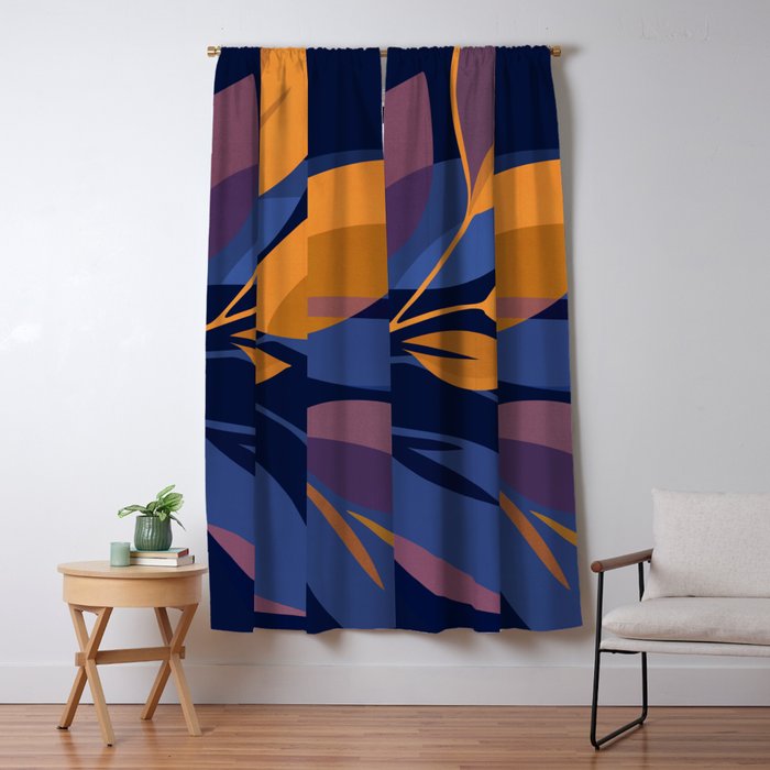 Scorpio Dark Abstract Botanical Window Curtain