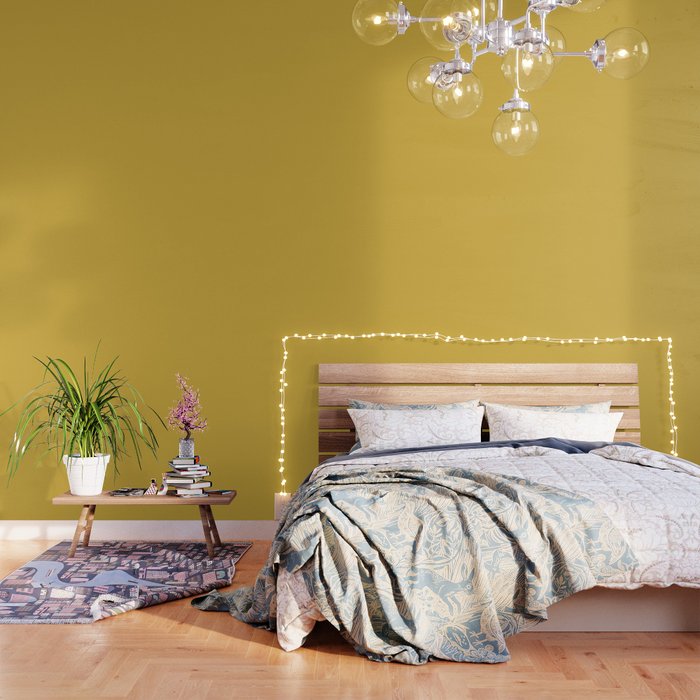Light Mustard Yellow Solid Colour Wallpaper