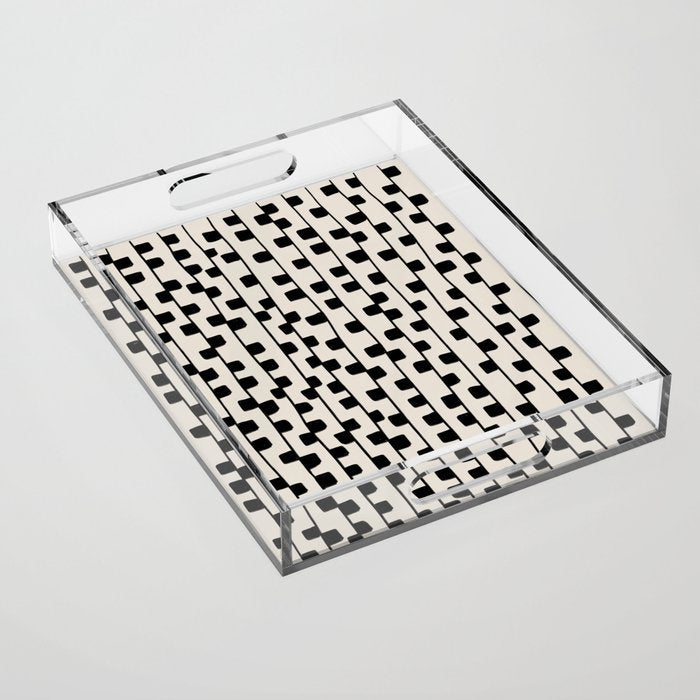 Squares / Black & White Pattern Acrylic Tray