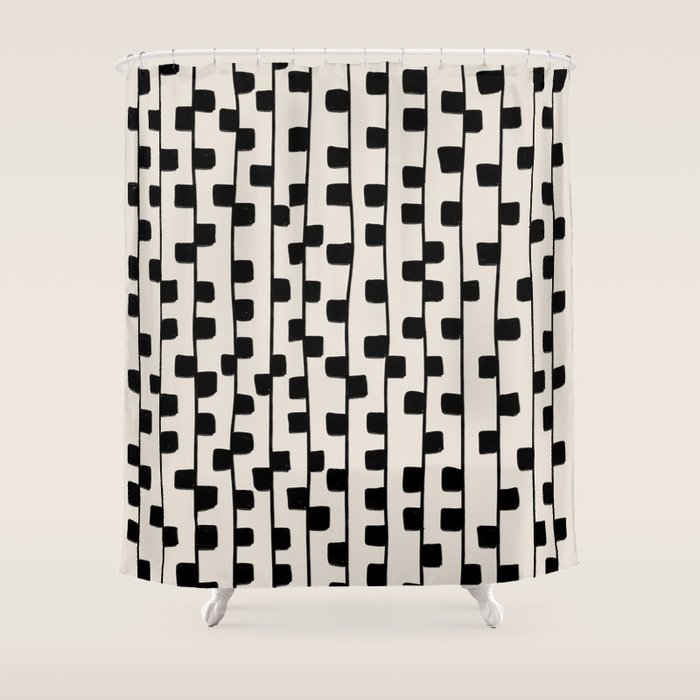 Squares / Black & White Pattern Shower Curtain