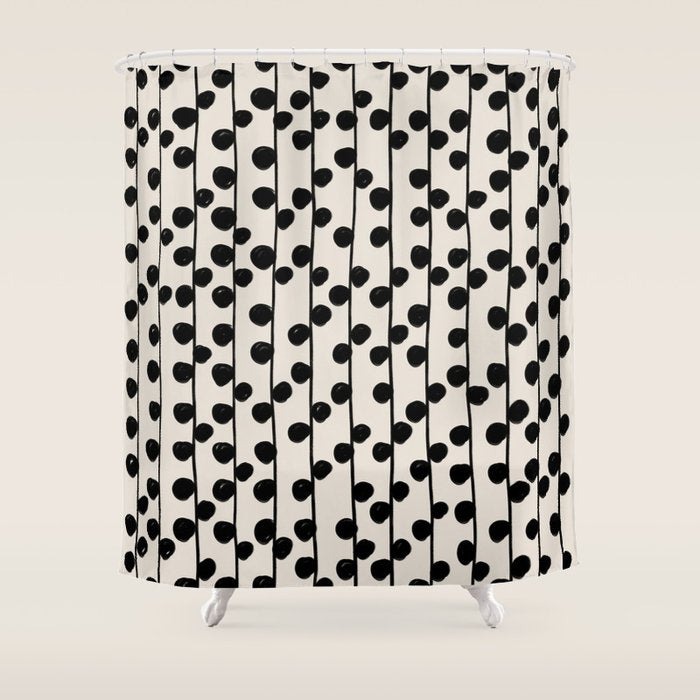 Dots / Black & White Pattern Shower Curtain