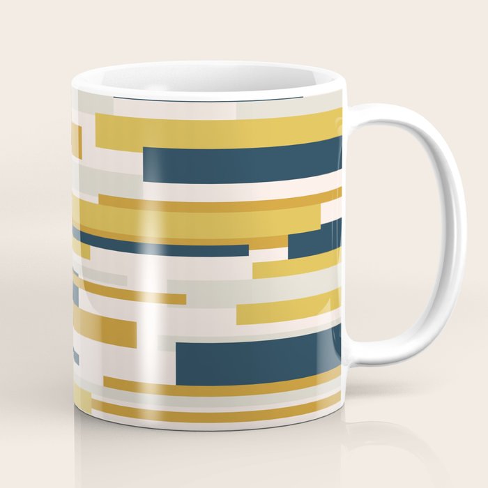 Wright Mid-Century Modern Abstract In Mustard Yellow, Navy Blue, Pale Blush Coffee Mug