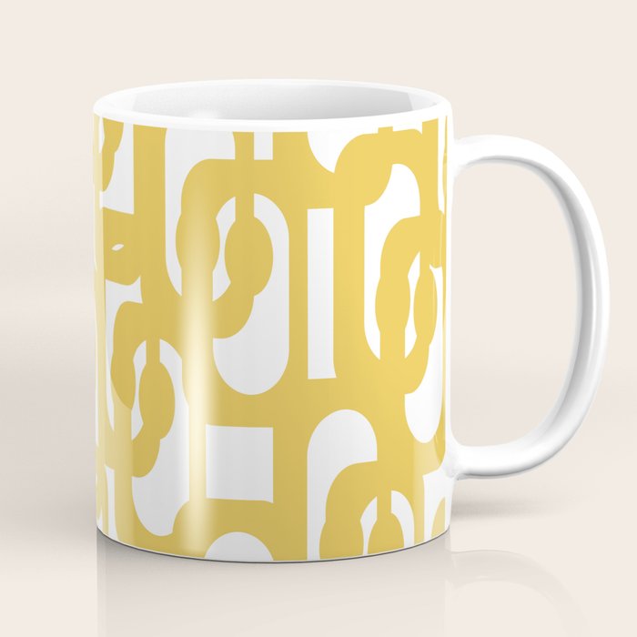 Mustard Yellow And White Mid-Century Modern Loop Pattern Coffee Mug