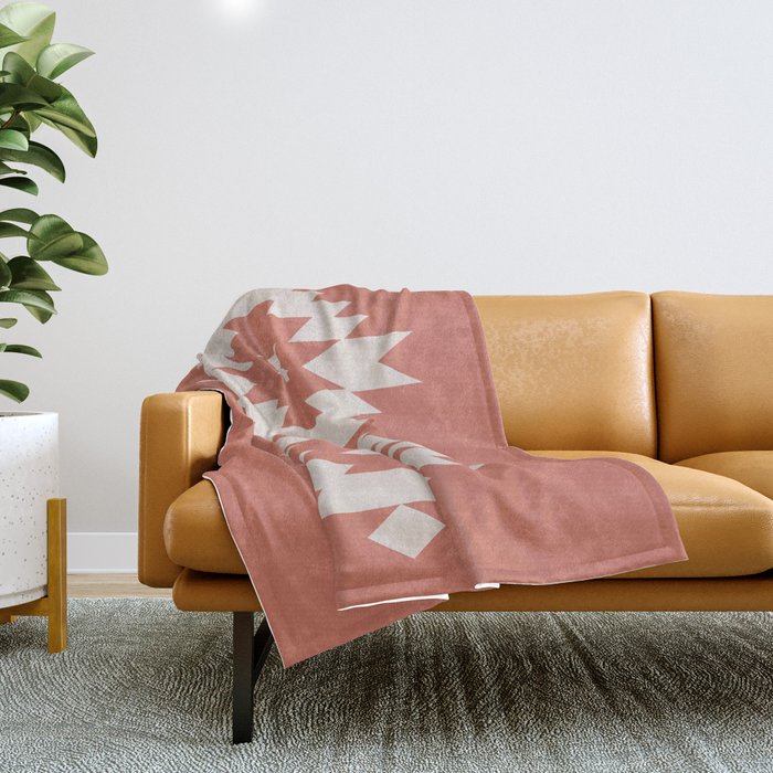 Southwestern Minimalism - Bright Coral Red Throw Blanket