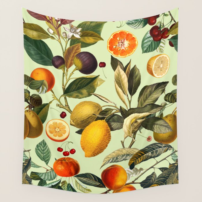 Vintage Fruit Pattern Xiii Wall Tapestry