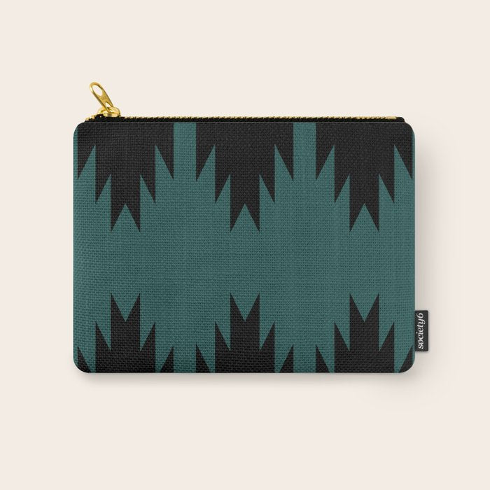 Geometric Southwestern Minimalism - Teal Green Carry All Pouch