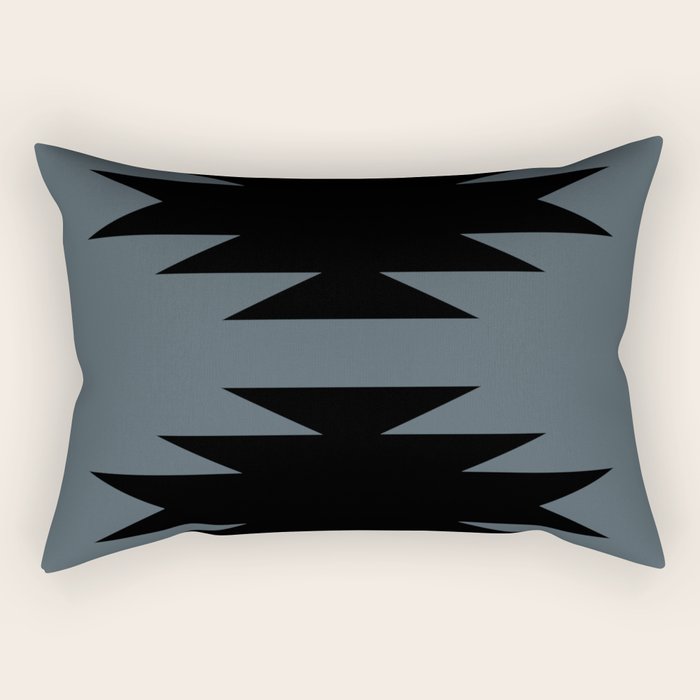 Geometric Southwestern Minimalism - Neutral Blue Rectangular Pillow