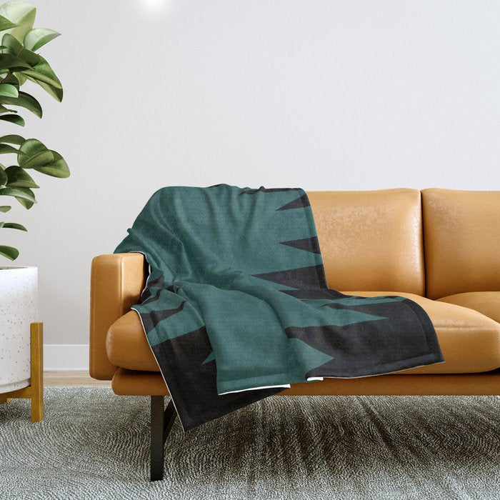 Geometric Southwestern Minimalism - Teal Green Throw Blanket
