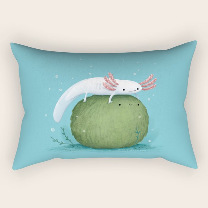 Axolotl On A Mossball Rectangular Pillow