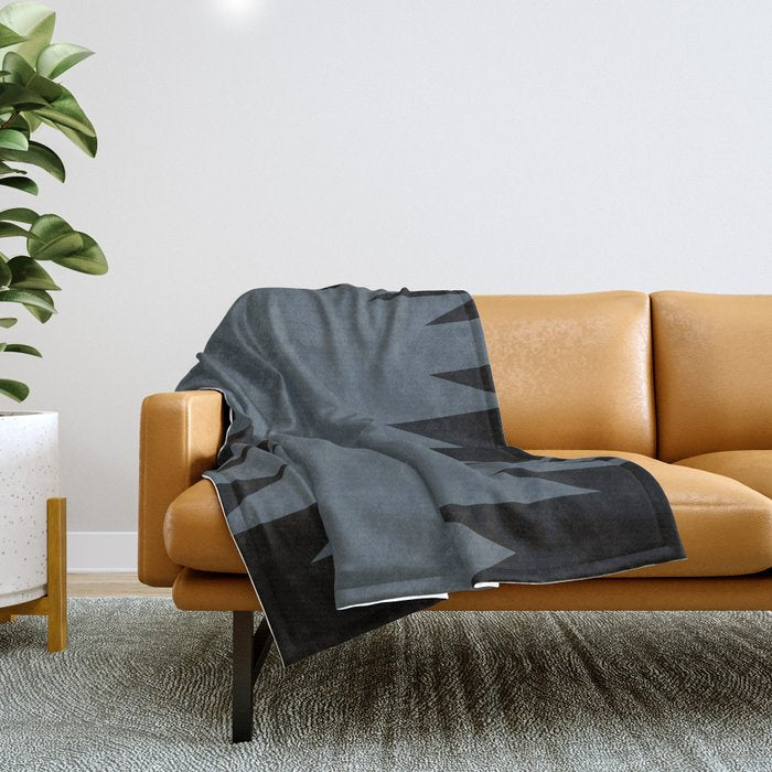Geometric Southwestern Minimalism - Neutral Blue Throw Blanket