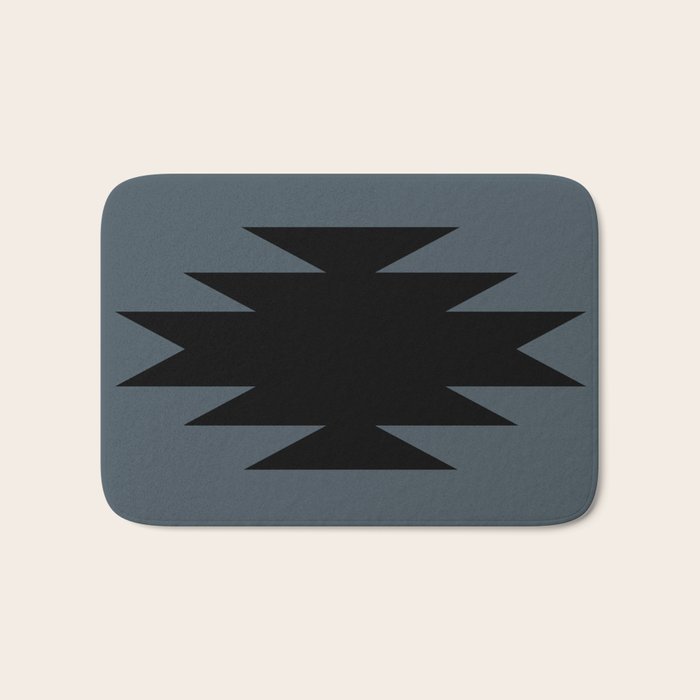 Geometric Southwestern Minimalism - Neutral Blue Bath Mat