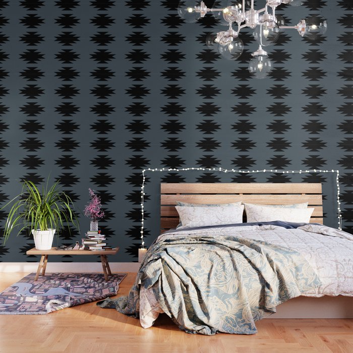 Geometric Southwestern Minimalism - Neutral Blue Wallpaper