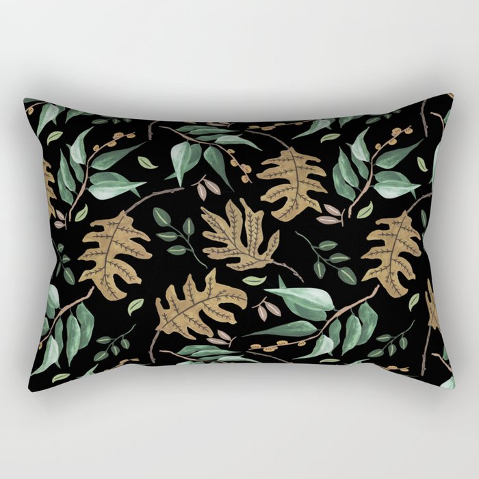 Fall Of Fall Leaves Dark Rectangular Pillow