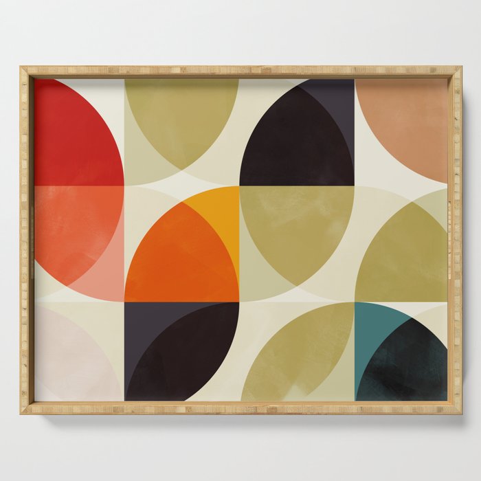 Mid Century Color Geometry Shapes Serving Tray