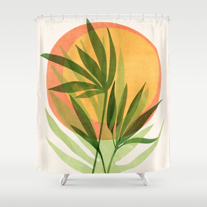 Retro Sunset Garden Still Life Shower Curtain