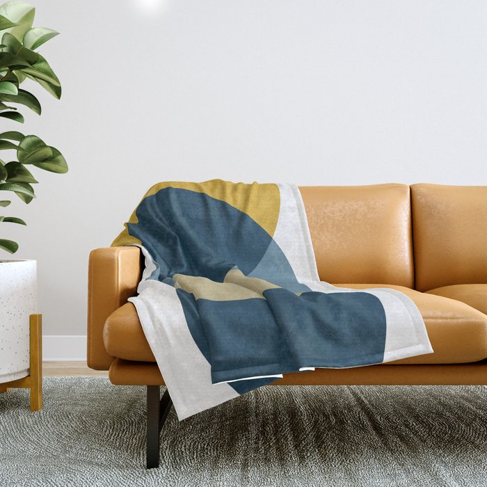 Rise Of The Sun - Yellow, Blue, Geometric Art Throw Blanket