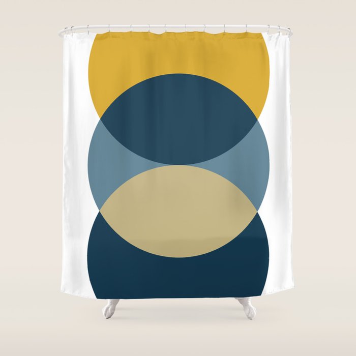 Rise Of The Sun - Yellow, Blue, Geometric Art Shower Curtain