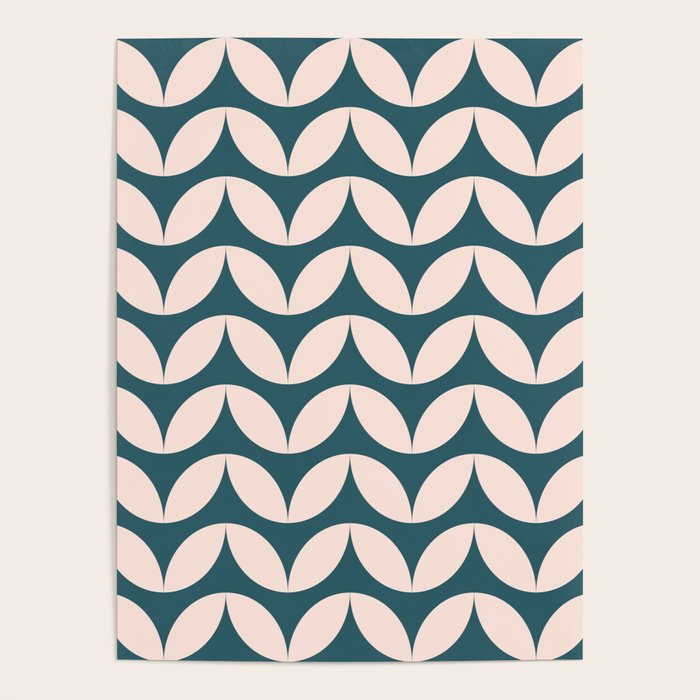 Geometric Leaf Shapes In Teal And Blush Poster