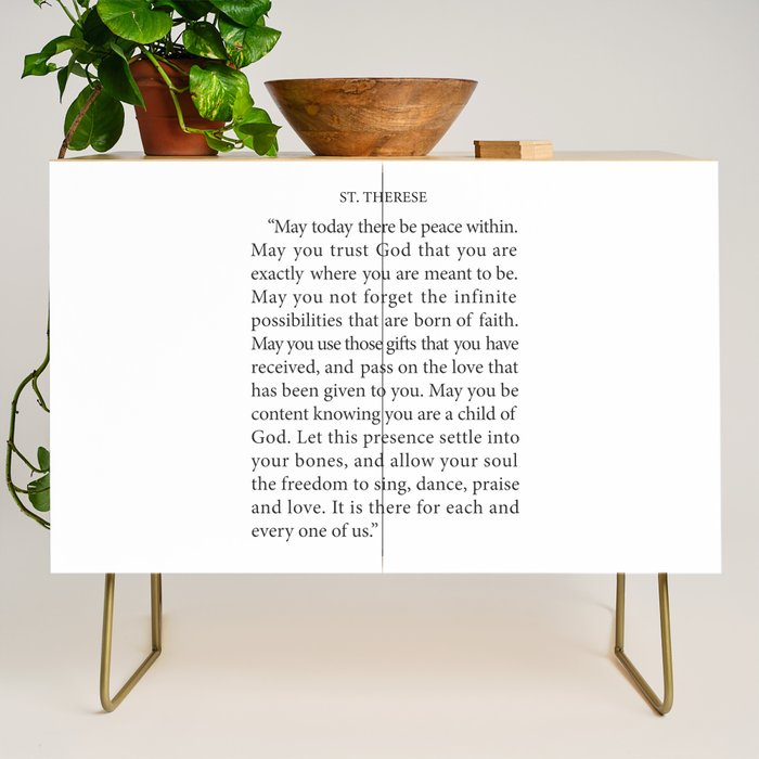 St. Therese Quote, May Today There Be Peace, Credenza