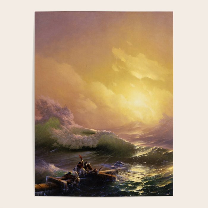The Ninth Wave Nautical Sunset Ocean Storm Landscape Masterpiece By Ivan Aivazovsky Poster