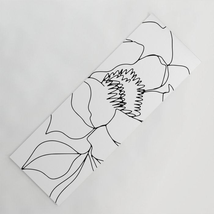 Minimal, Line Art, Floral Prints, Drawing Yoga Mat