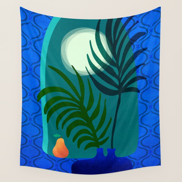 Gothic Tropics Night Scene Wall Tapestry